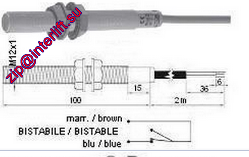 Магнитный датчик - NYLON M12 - BISTABLE - 3A 250Vdc/Vac 100 VAmax 3Amax