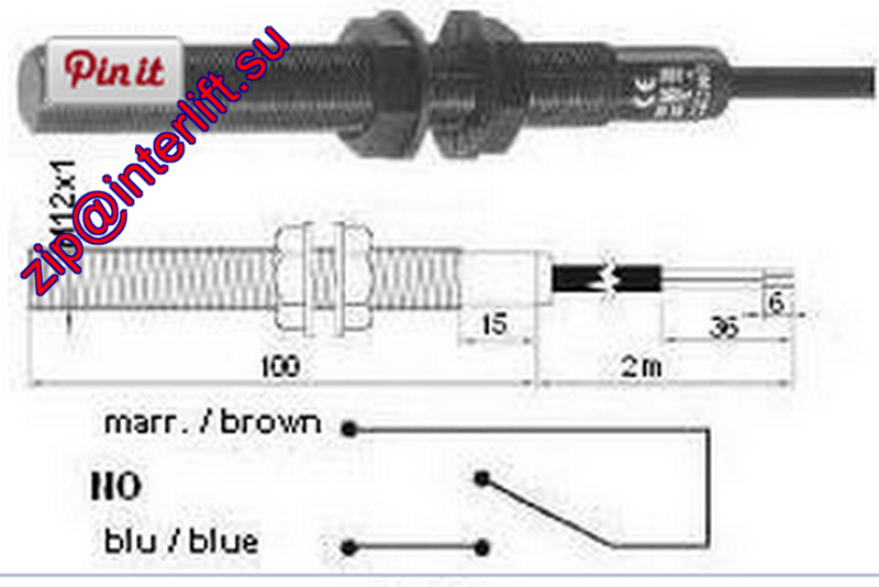 Магнитный датчик NYLON M12-1NO-3A 250Vdc/Vac 100 VAmax 3Amax